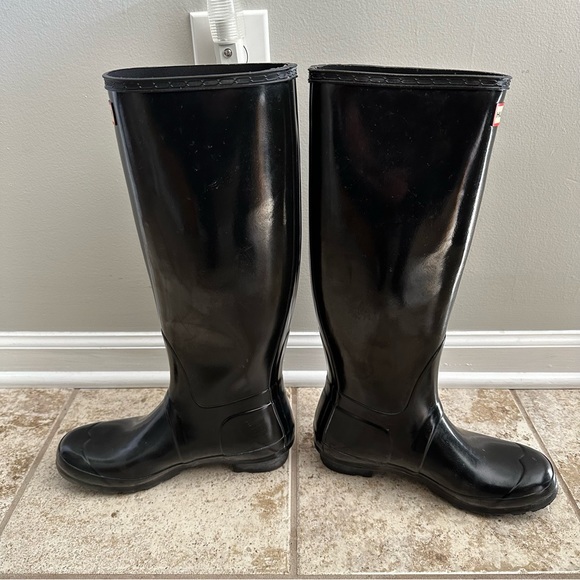 Hunter Women's Original Tall Gloss Black Rain Boots - Size 8 - Picture 9 of 13